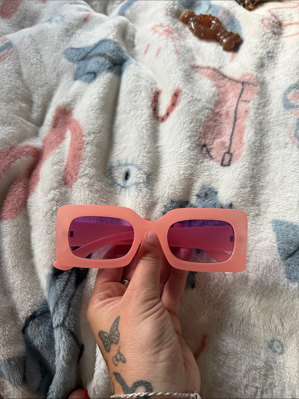 Pink Rectangular Fashion Sunglasses